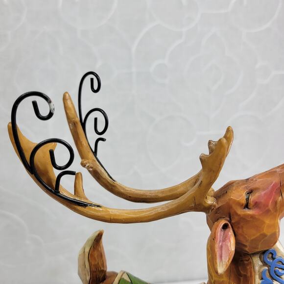 Jim Shore Heartwood Creek Reindeer Dash Away Figurine 10" Green Blanket w/ Box - Picture 5 of 15